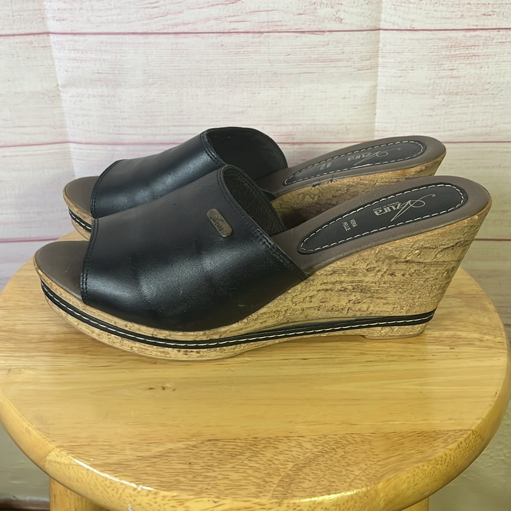 Azura Made in Italy Wedge Black Sandal‎ SzEUR41/9